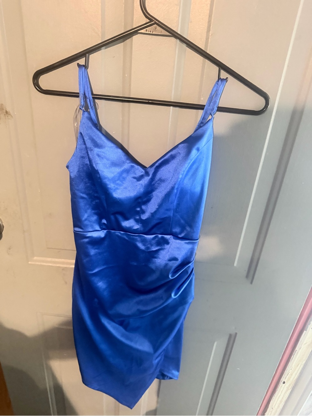 Emerald Sundae Satin Slip Dress in Blue